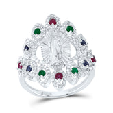 1/2CTW-DIA NK 1/6CTW RD-RU,1/8CTW RD-BS,1/10CTW RD-EM NAT GEM VIRGIN MOTHER MARY RING